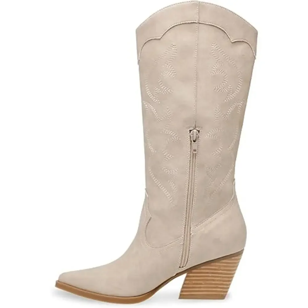 NEW DV Dolce Vita Women's Kindred Tall Pull On Cowboy Boots Stone Size 11M